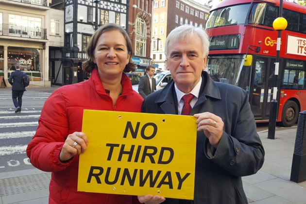 Fleur Anderson campaigning against the third runway with John McDonnell MP