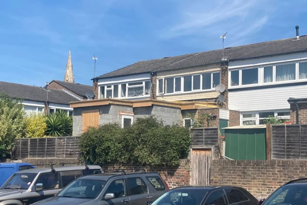 The extension before it was demolished