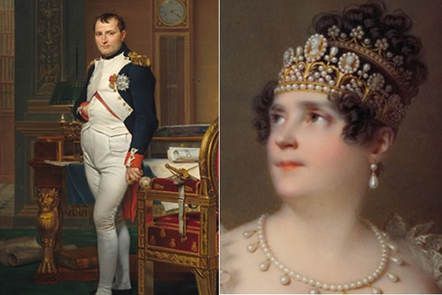 Left: &lsquo;Napoleon in his Study&rsquo; by Jacques-Louis David Empress. Right: Josephine (detail) by Ferdinand Quaglia