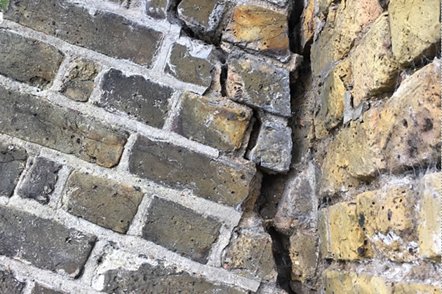 The buttressing is moving away from the main structure