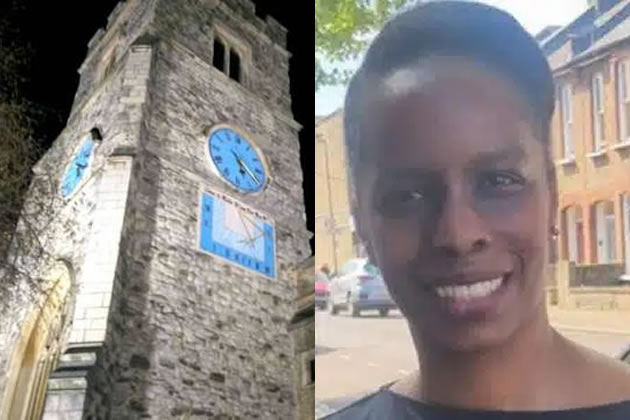 Left: St. Mary's Church. Right: Rev Sharon Hunt