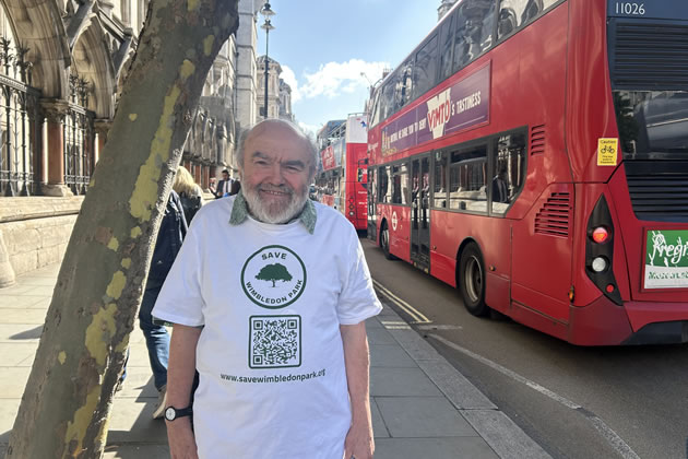 Andy Hamilton at the protest outside the High Court