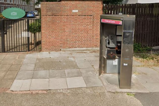 One of the phone kiosks in the borough to be removed